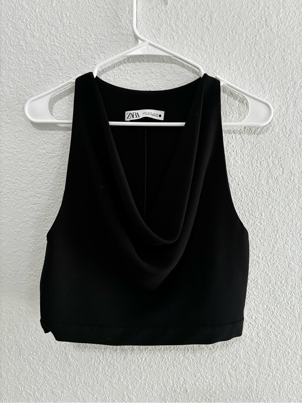ZARA Black Draped Cowl Crop Camisole